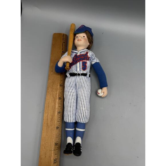 Vintage Baseball Player Doll Grand Slammers #5 Porcelain Figure w Bat Ball Hat - Picture 3 of 5